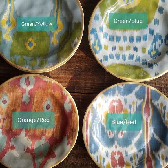 Pottery Barn Dining Pottery Barn Ikat Plate Green Blue Poshmark